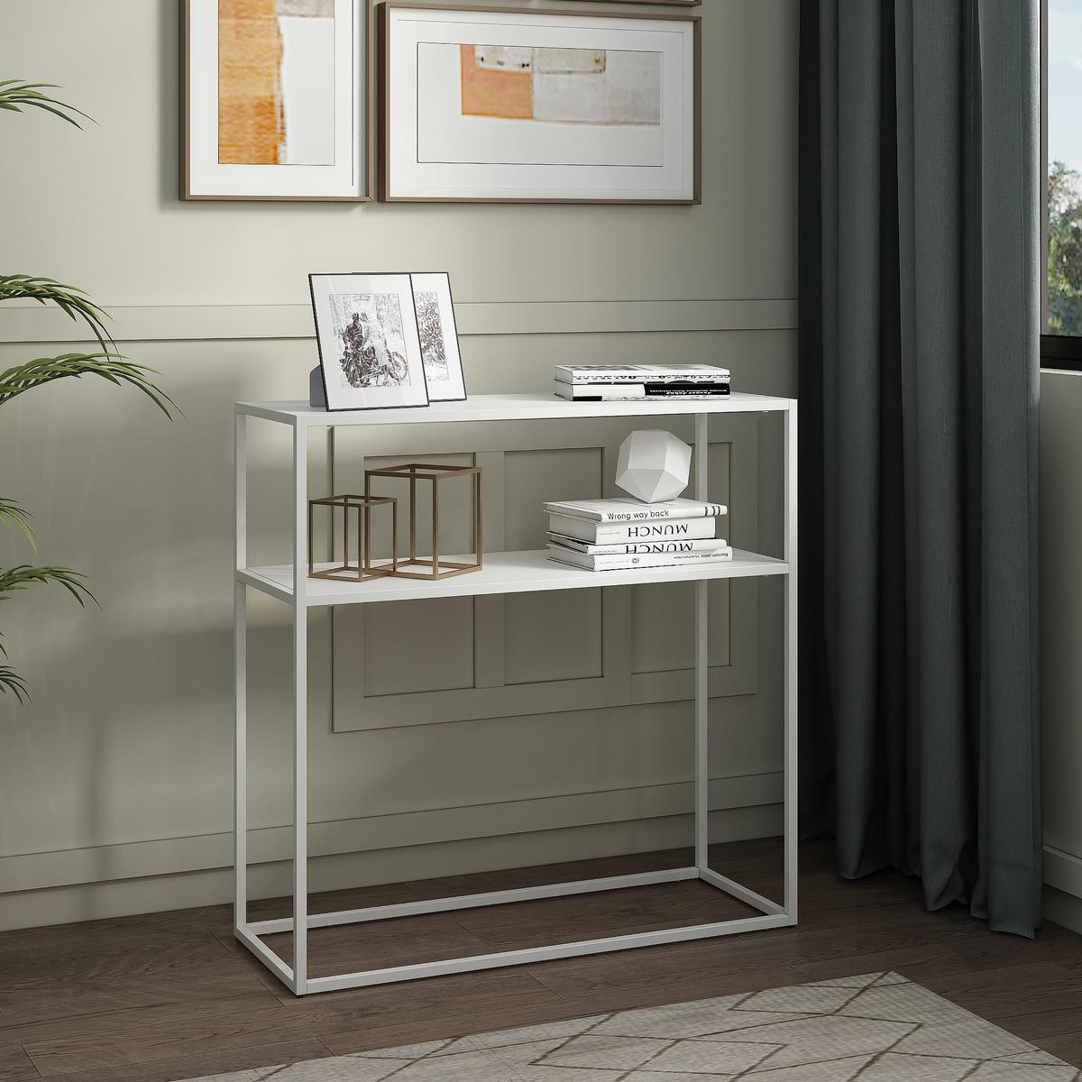 KONSOLENTISCH Kuhmo - Weiß, Metall (30/80/80cm) - [en.casa]