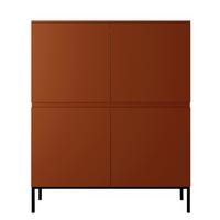 HIGHBOARD Bemmi Ziegelrot mit Metallbeinen 100 cm - Dunkelorange/Schwarz, Holzwerkstoff/Metall (100/122/35cm) - Selsey