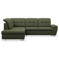 ECKSOFA Jamaal Khaki linksseitig - Schwarz/Grün, Textil (258/212cm) - Selsey