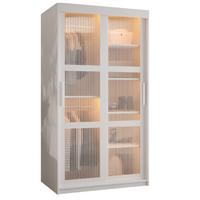 SCHWEBETÜRENSCHRANK 200/100/62 2-türig - Silberfarben/Weiß, Holz/Kunststoff (100/200/62cm) - Abiks Möbel
