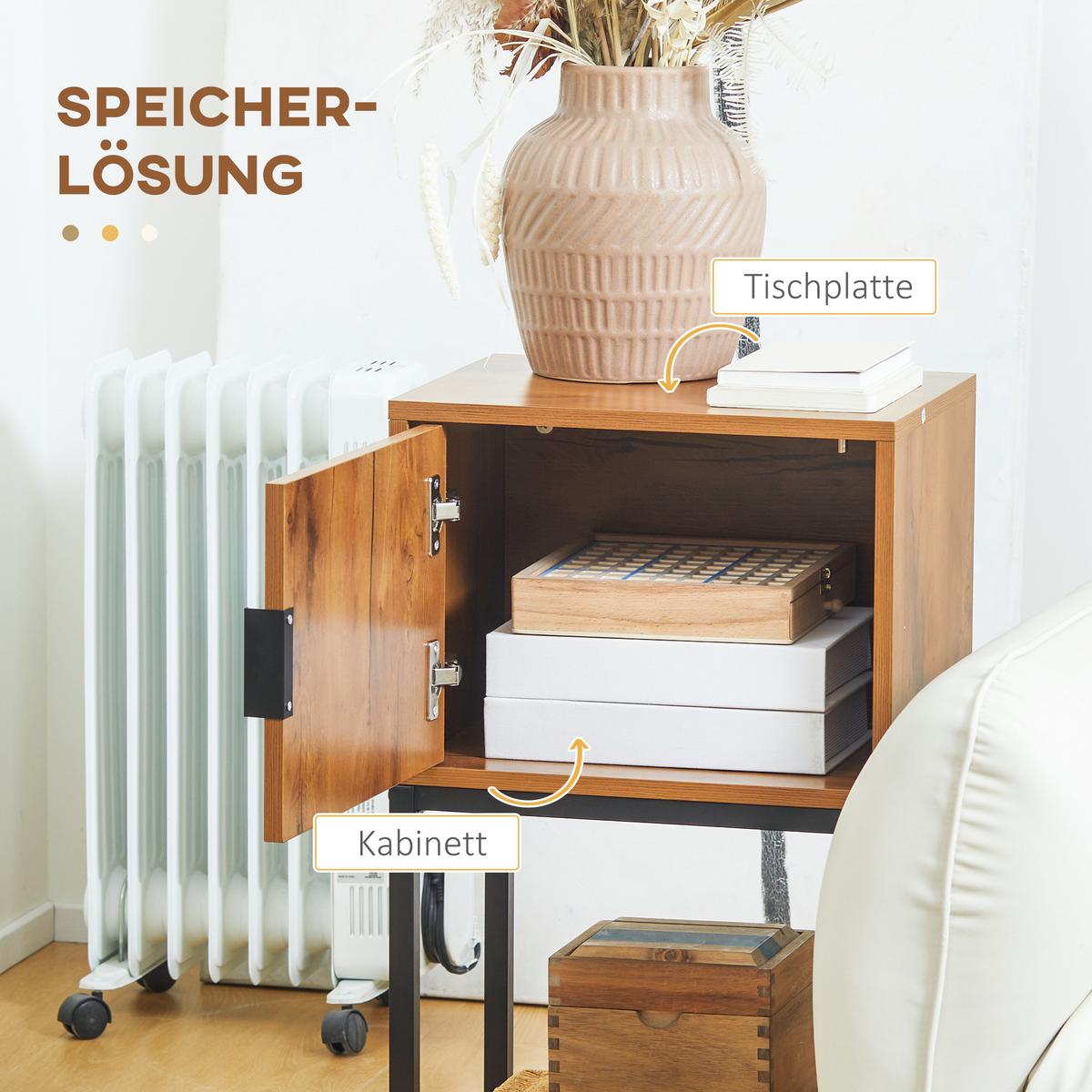 KONSOLENTISCH, Flurtisch mit Schrank, Sofatisch im Industriedesign für Eingang - Naturfarben, Holzwerkstoff (40/30/76cm) - HOMCOM