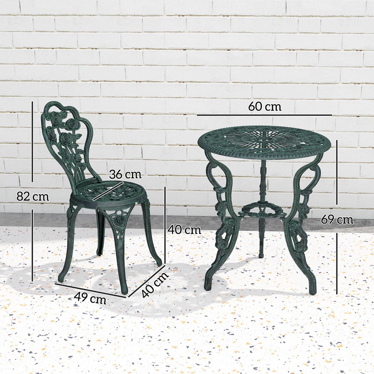 GARTENMÖBEL Set, Gussaluminium, Grün - Grün, Metall - Outsunny