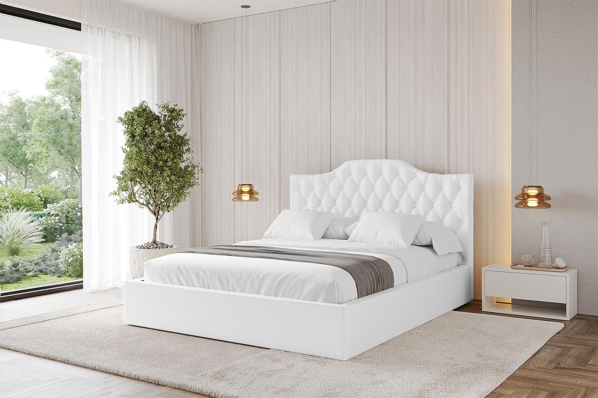 POLSTERBETT mit Bettkasten und Lattenrost, Boxbett ohne Matratze - FALIO 120x200 Weiß Kunstleder - Weiß Hochglanz, Holzwerkstoff/Textil (120/200cm) - ALTDECOR