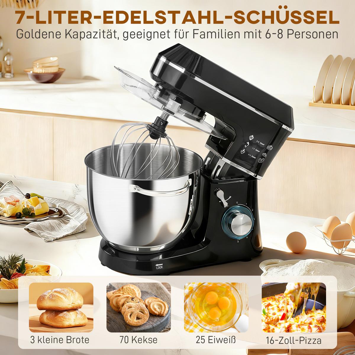STANDMIXER Aluminium Edelstahl Schwarz - Schwarz, Metall (31/34/37cm) - HOMCOM
