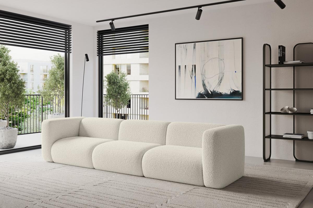 MODULARES Sofa 3-SITZER MIRA-S2 319x89x70 Beige cm Bouclé - Kaschmir/Beige, Holzwerkstoff/Kunststoff (319/70/89cm) - ALTDECOR