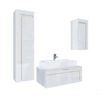 BADMÖBELSET Aloha Absetzungen in Creme Hochglanz - Creme, Holzwerkstoff (200/193/51cm) - Vladon