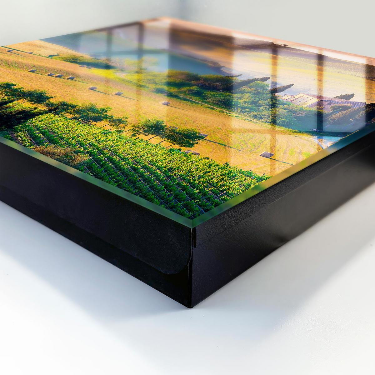 SCHLÜSSELBOX Schwarz 30x30 cm- Türöffnung nach rechts - Toskanische Idylle - Gelb, Metall (30/30/5cm) - TULUP