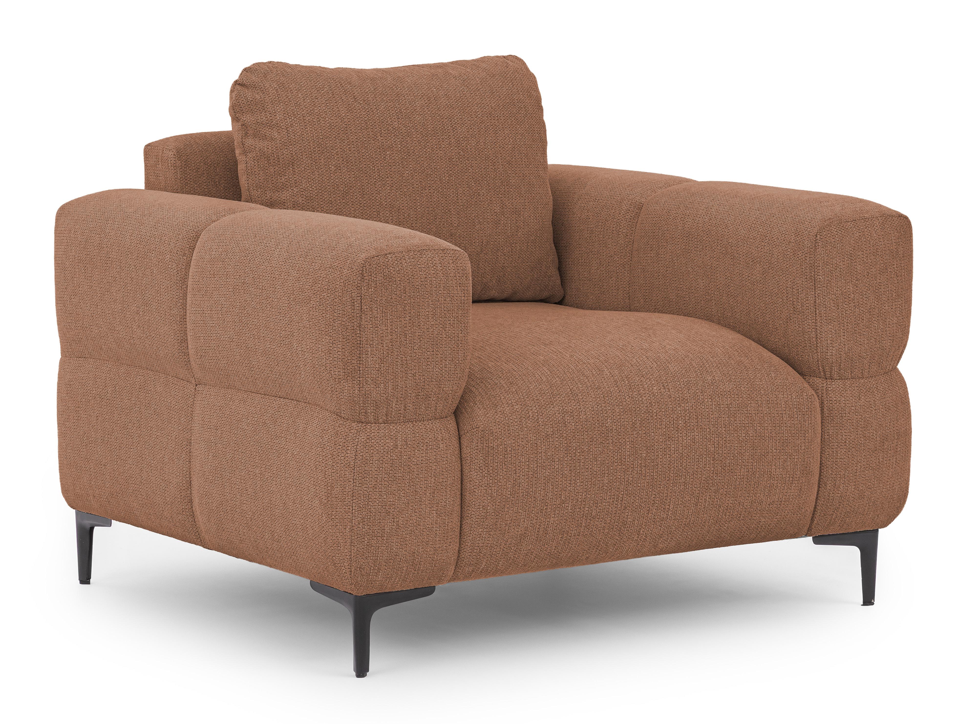 SESSEL Cardea in Bubble-Optik aus weichem Terrakotta Strukturstoff mit hohem Sitzkomfort - Terracotta/Schwarz, Holz/Textil (102/80/97cm) - S-Style Möbel