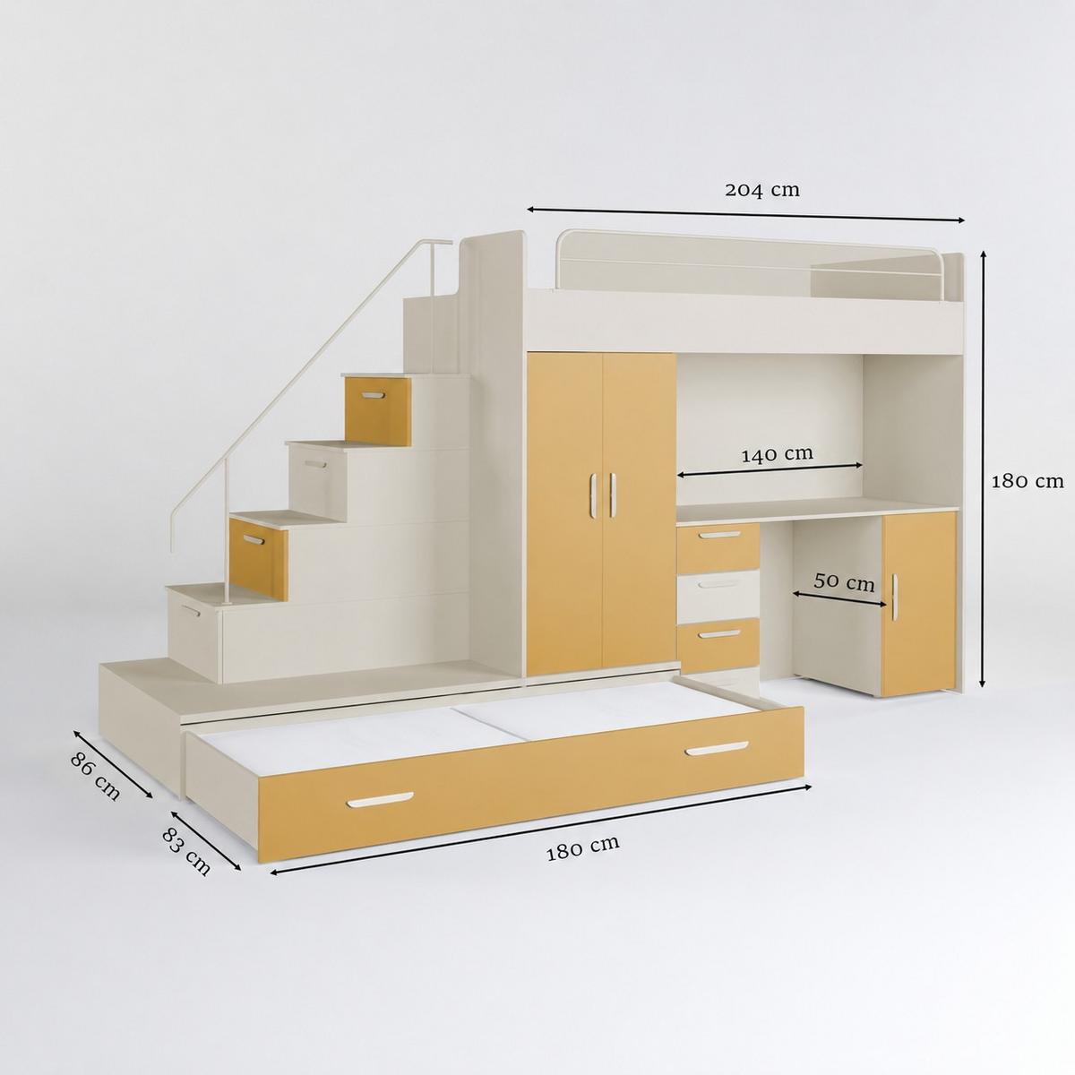 KASCHMIR Kinderset RAJ 5 MAT - Kaschmir/Currygelb, Holzwerkstoff (320/180/86cm) - Lookway