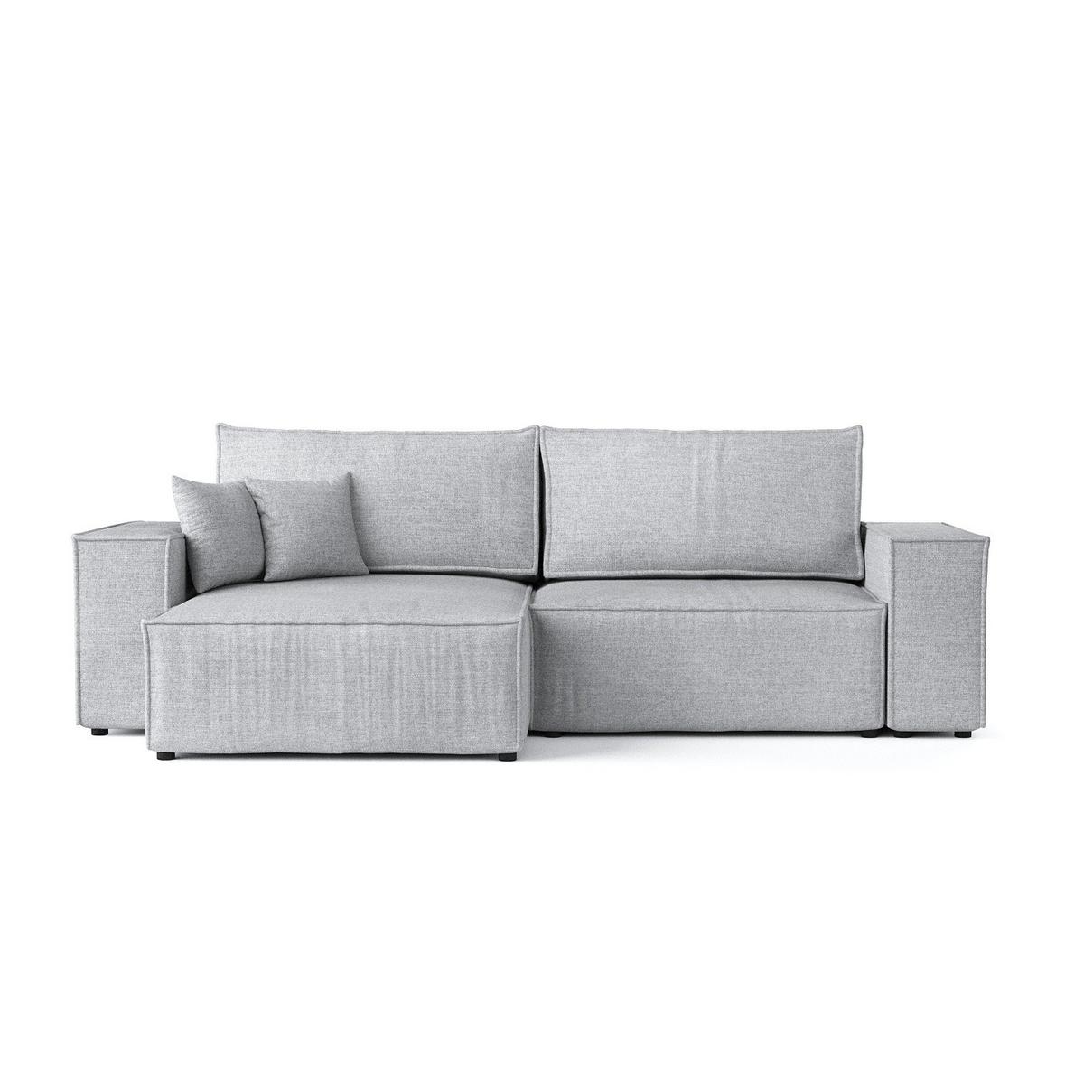 ECKSOFA CAVO mit Schlaffunktion Hellbeige im City Stoff - Hellgrau/Schwarz, Holz/Holzwerkstoff (255/148cm) - AltaBeds