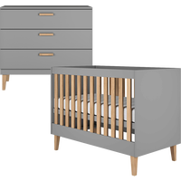BABYZIMMER 2-teilig Kubi Grau - Grau, Holzwerkstoff (66/90/124cm) - Petits-meubles