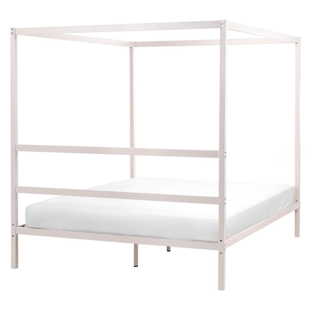HIMMELBETT Metall 160/200 cm Hellbeige Lestards - Beige, Metall (160/200cm) - Beliani