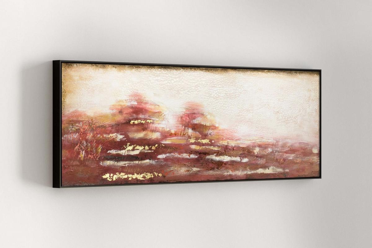 ACRYLBILD HANDGEMALT 150/50 cm - Rot, Holz/Textil (150/50cm) - KUNSTLOFT