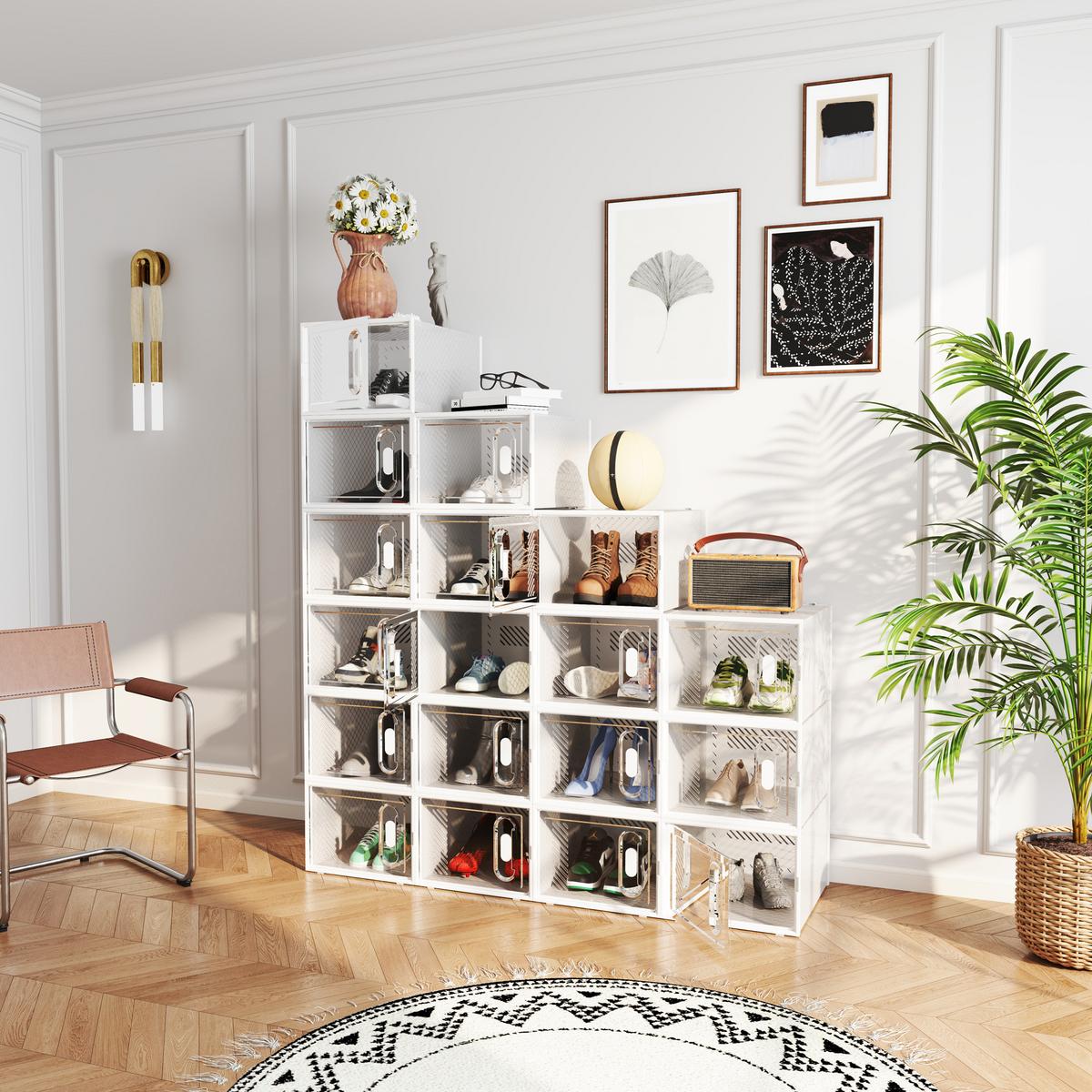DIY-SCHUHSCHRANK 8er Set Kunststoff Transparent - Transparent, Kunststoff (36/21/28cm) - HOMCOM