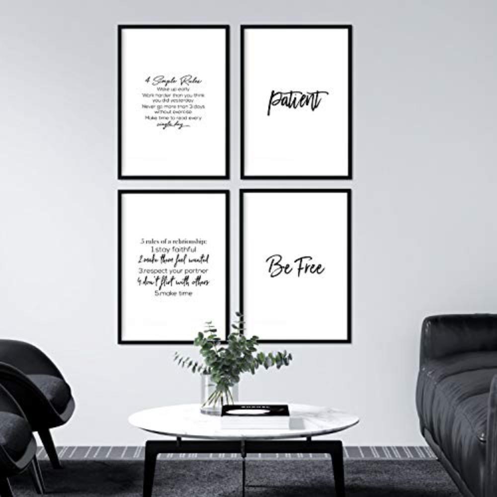 POSTER Set mit 4 inspirierenden Sprüchen A3 Schwarzer Rahmen - Schwarz, Papier (29.7/3cm) - Nacnic