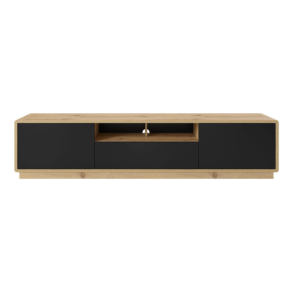TV-MÖBEL Raven Mattschwarz und Holz - Schwarz, Holzwerkstoff (200/45/40cm) - Petits-meubles
