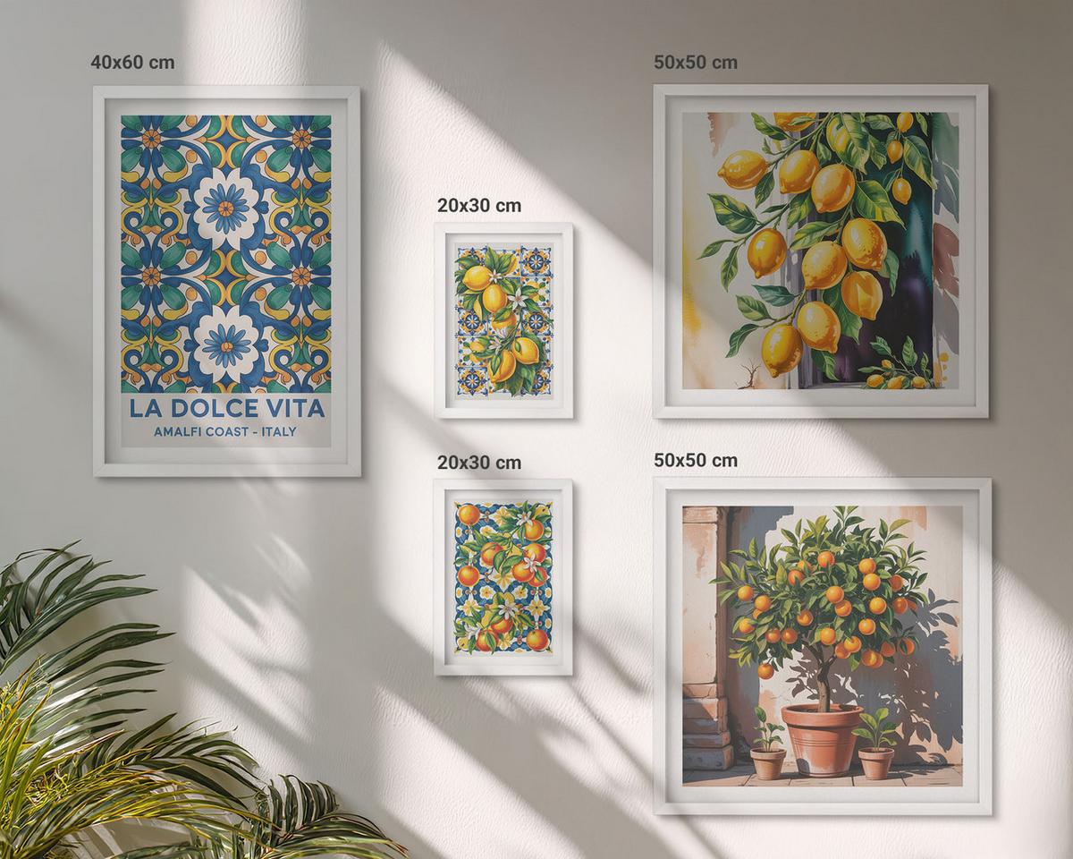 BILDER SET 5er Set - 50x50 cm & 20x30 cm & 40x60 cm Weißer Rahmen - Zitronenlimonade blaue Tür - Weiß, Kunststoff (40/60cm) - TULUP