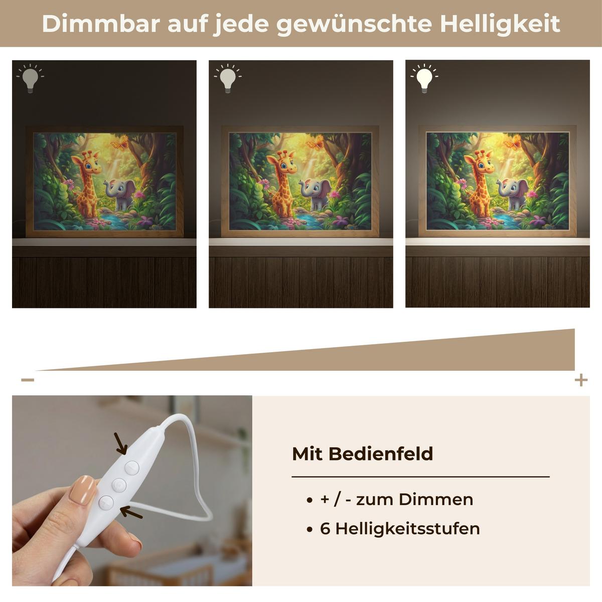 NACHTTISCHLAMPE Giraffe - Elefant - Blumen - Dschungel 30x20 cm - Grün, Holzwerkstoff (8/30/20cm) - OnlyWow