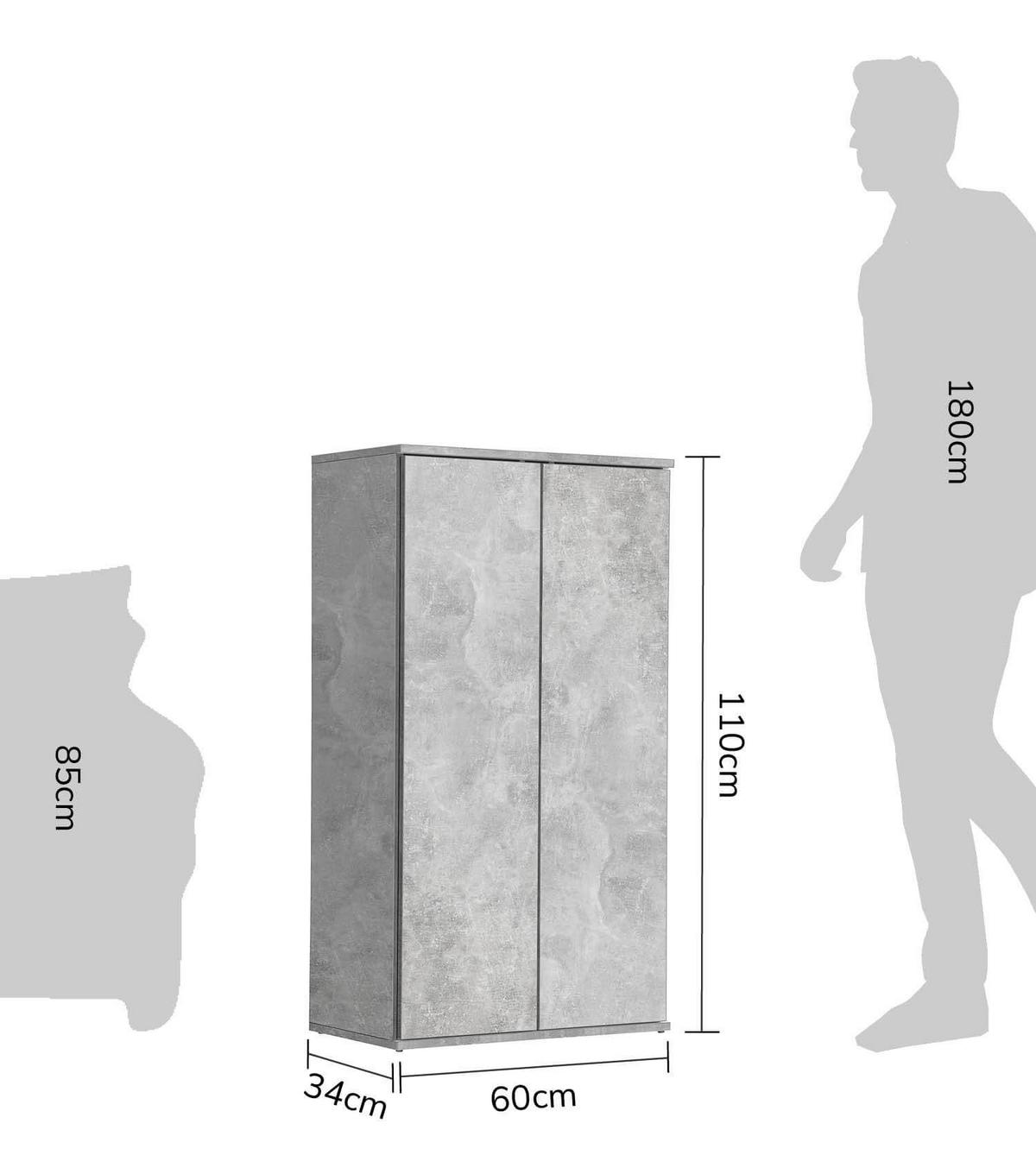 MEHRZWECKSCHRANK Der Schlanke - Grau, Holzwerkstoff (60/110/34cm) - Mokebo