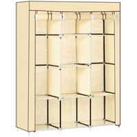STOFFSCHRANK, Faltschrank, Kleiderschrank mit Kleiderstangen, 8 Ebenen Beige - Beige, Metall (43/162.5/125cm) - HOMCOM