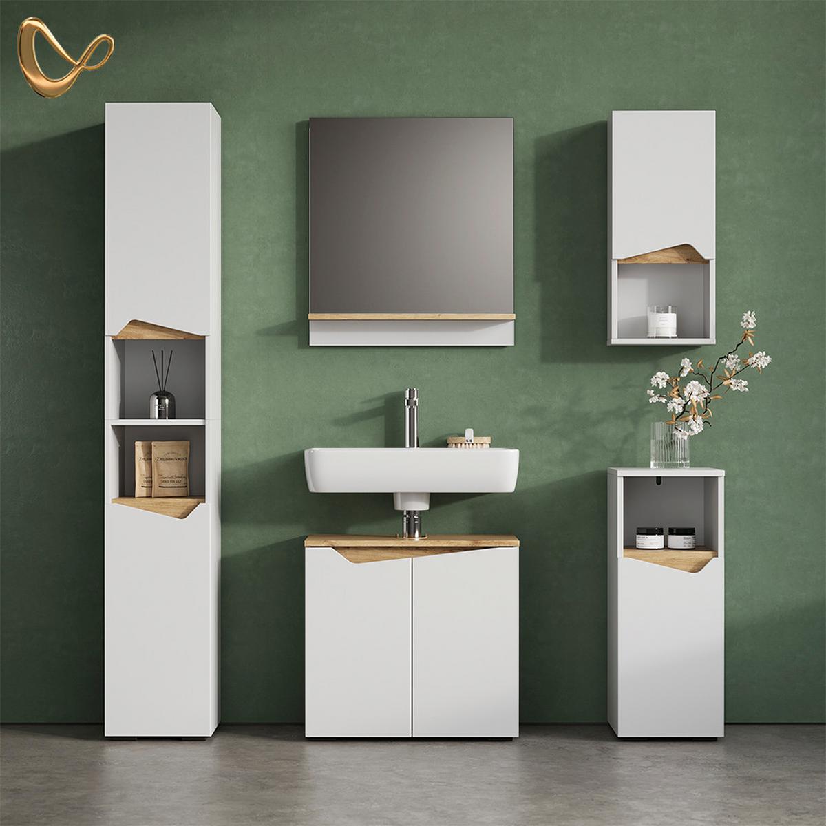 BADMÖBEL-KOMBINATION Timavo Weiß 5 Teile - Weiß, Holzwerkstoff (60/57/35cm) - Livinity®