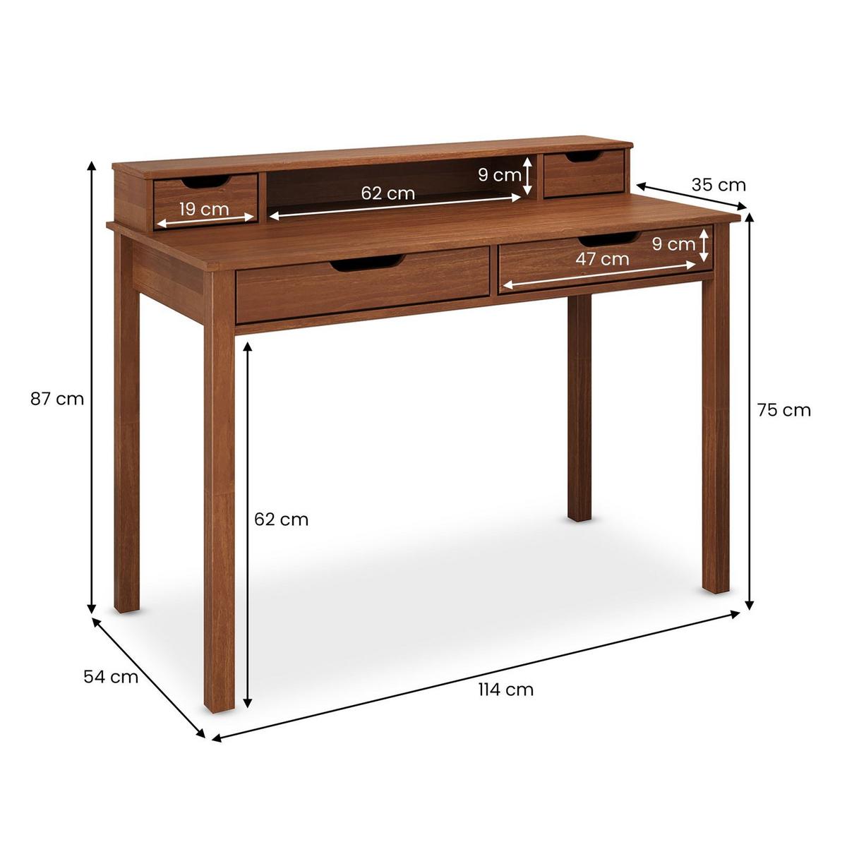SCHREIBTISCH RAUL - Kastanienfarben, Holz (54/114/87cm) - IDIMEX