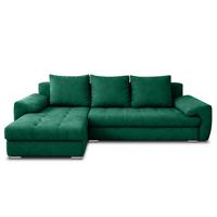 ECKSOFA L Form Manisa Grün 234/145/83 cm Links mit Schlaffunktion - Silberfarben/Grün, Kunststoff/Textil (145/234cm) - AX Living