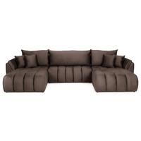 ECKSOFA Iris U mit Schlaffunktion und Bettkasten, U-Form – Braun Samt 382/184/85 cm - Schwarz/Braun, Kunststoff/Textil (382/184cm) - WFL GROUP