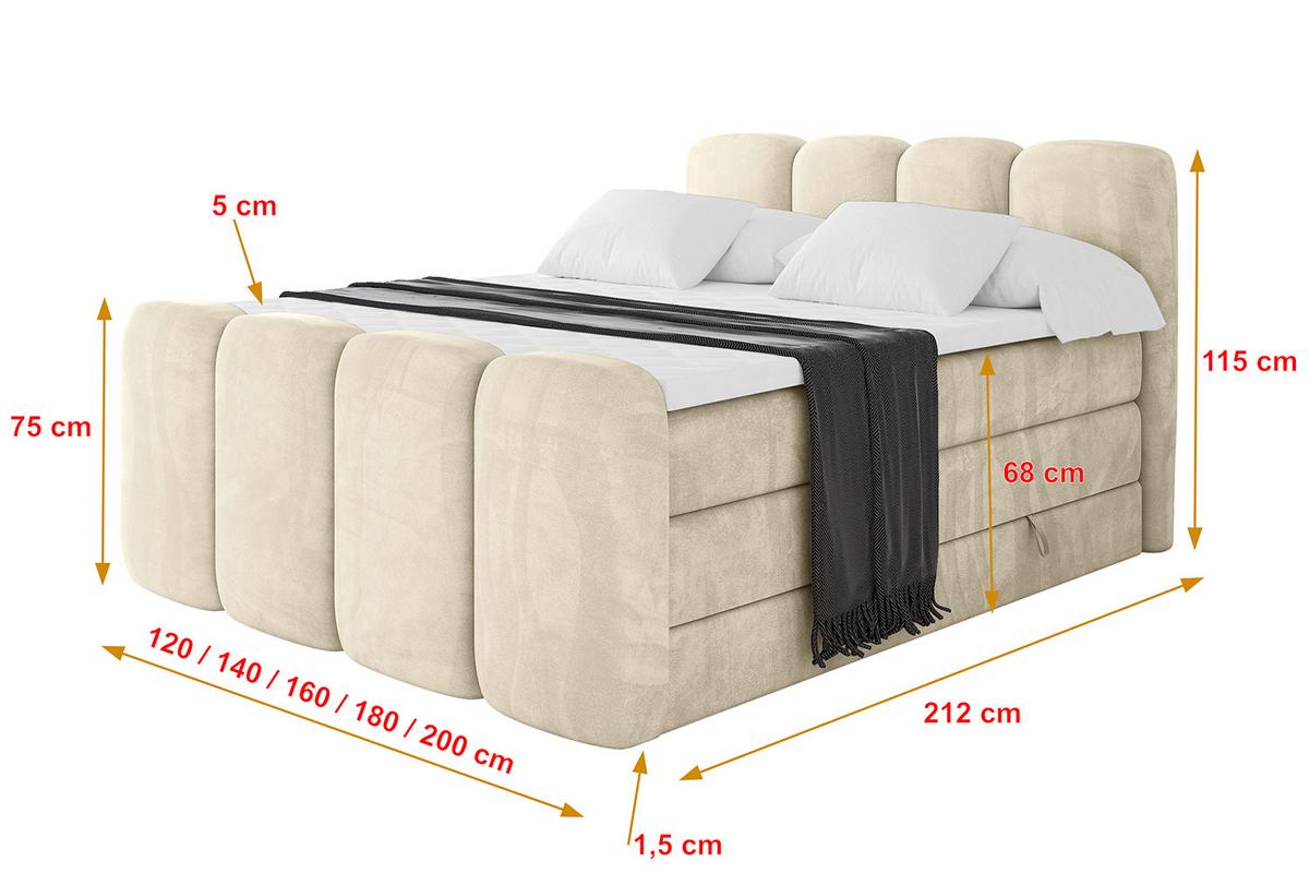 BOXBETT mit Matratze H3|H4 und Lattenrost - NINA-Z KING - 200x200 cm Monolith - Beige - Sahara, Holzwerkstoff (200/200cm)