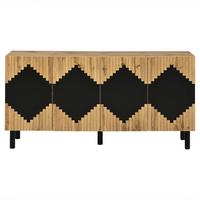 SIDEBOARD Holz/Schwarz 140cm mit 2 Türen & Rautenmuster - Naturfarben, Holzwerkstoff (140/70/40cm) - Urban Meuble