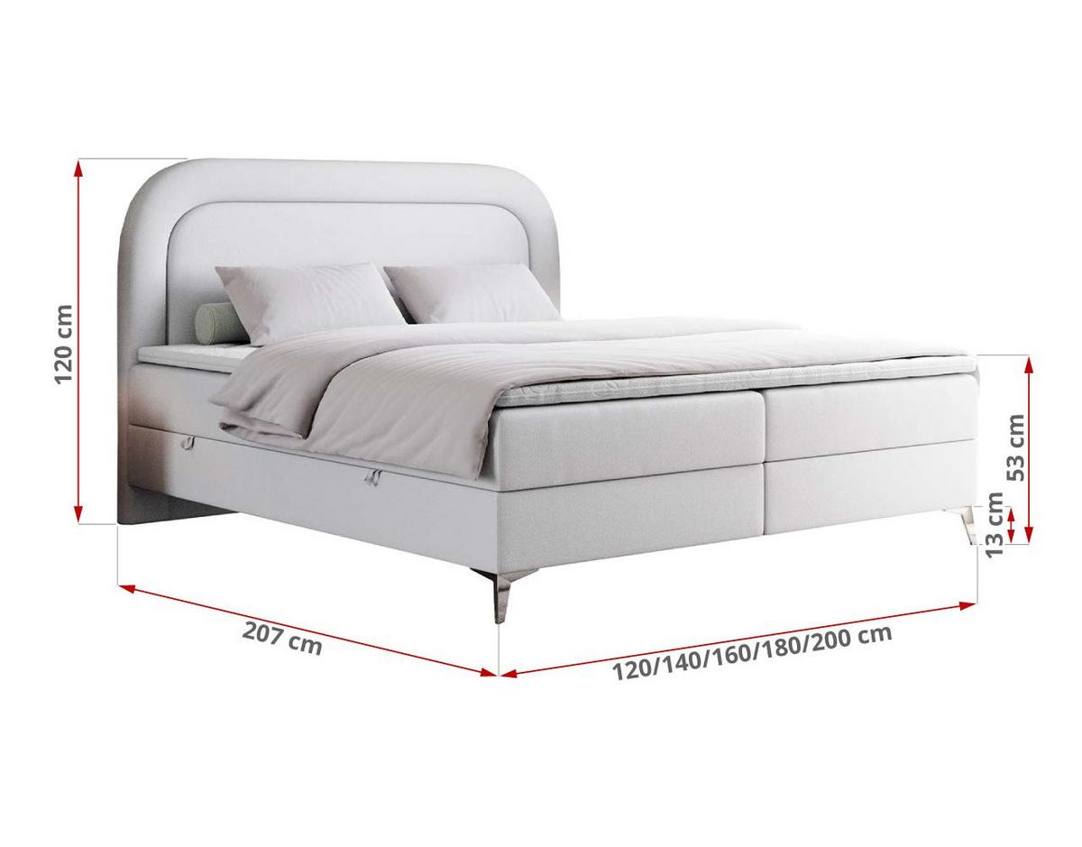 BOXBETT EIRA 120/200 Weiß Kunstleder - H3 - Silberfarben/Weiß, Holz/Textil (120/200cm) - MKS