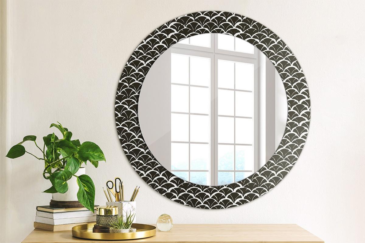 SPIEGEL Rund Ø 60 cm mit Aufdruck - Schwarz, Glas (60/60/0.4cm) - Wallfluent