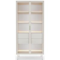 VITRINE Lumi mit LED Taupe 91 cm - Taupe/Goldfarben, Holzwerkstoff/Metall (91.5/194.6/39.3cm) - Selsey