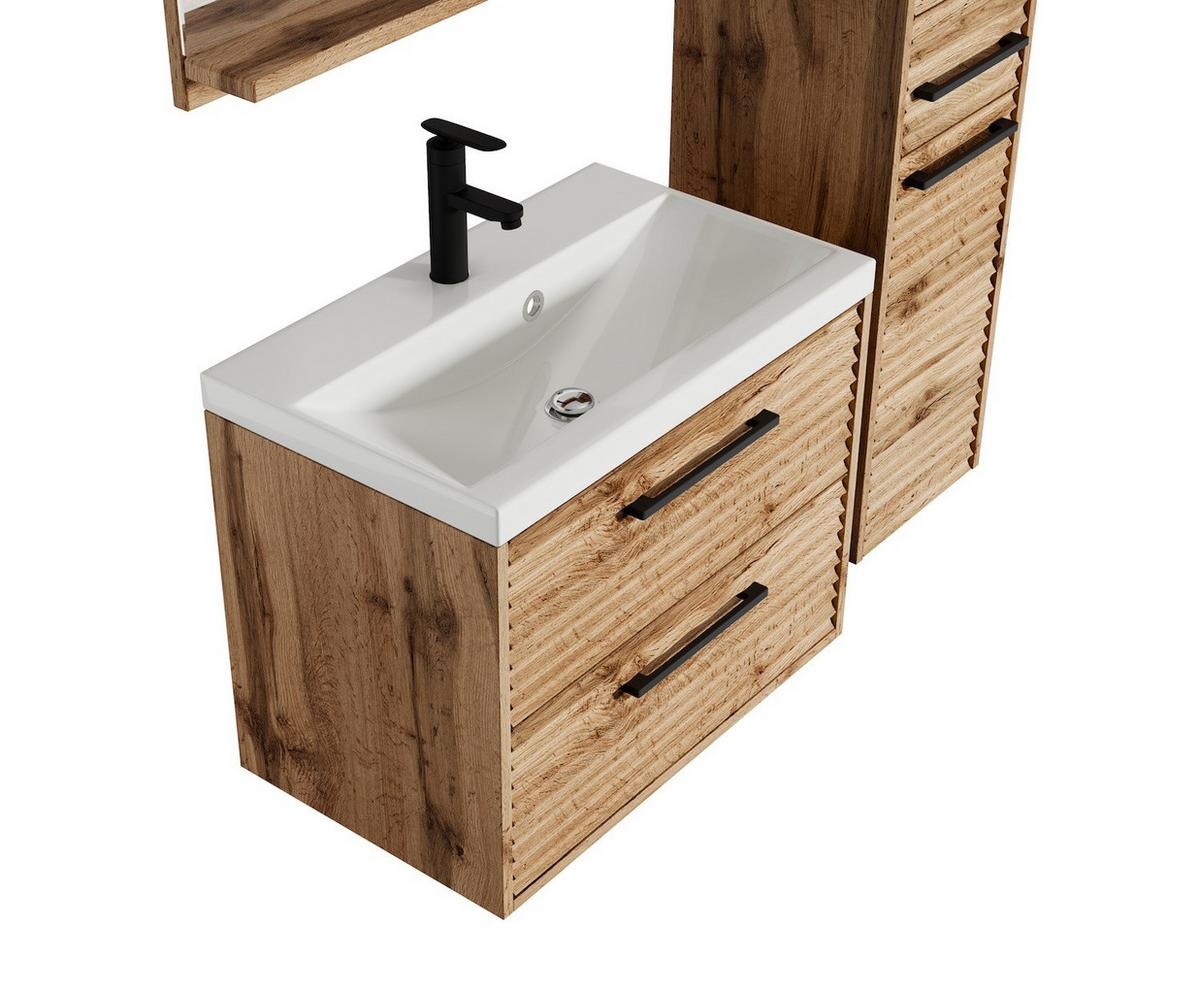 BADMÖBEL-SET Etna 4 Teile Eiche - 60 x 35 x 51 cm - Eichefarben, Holz (60/51/35cm) - Badplaats