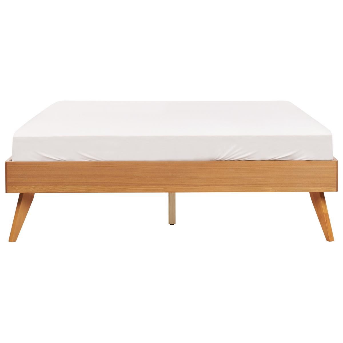 BETT ohne Kopfteil 120/200 MDF-Platte Hellbraun Berric - Hellbraun/Braun, Holz (120/200cm) - Beliani
