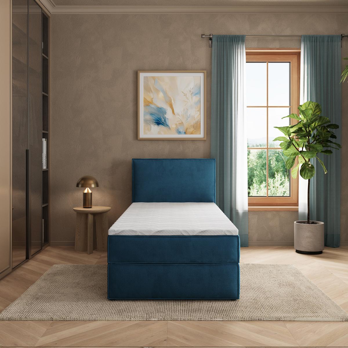 BOXBETT PELLIO 80x200 cm mit Matratze und Topper - Blau - Blau, Holz (80/200cm) - MASSENO