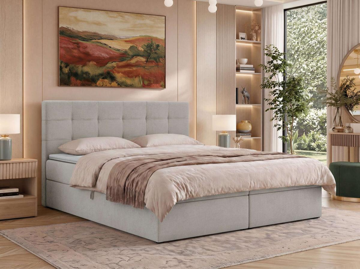 BOXBETT SOLVEN 200/200 - Hellgrau Jersey - Topper T25 - H3 - Hellgrau/Schwarz, Kunststoff/Textil (200/200cm) - MKS