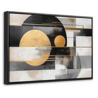 LEINWAND Bilder mit Rahmen - Abstrakt - Gold - Silber - Formen - Ästhetisch - Modern - 60x40 - Goldfarben, Textil (60/40cm) - MuchoWow