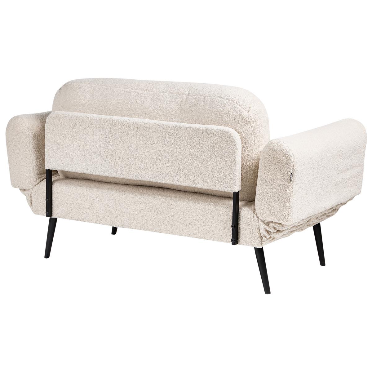 SCHLAFSOFA 2-Sitzer Bouclé Cremeweiß Dorotea - Creme/Schwarz, Textil (190/88/79cm) - Beliani