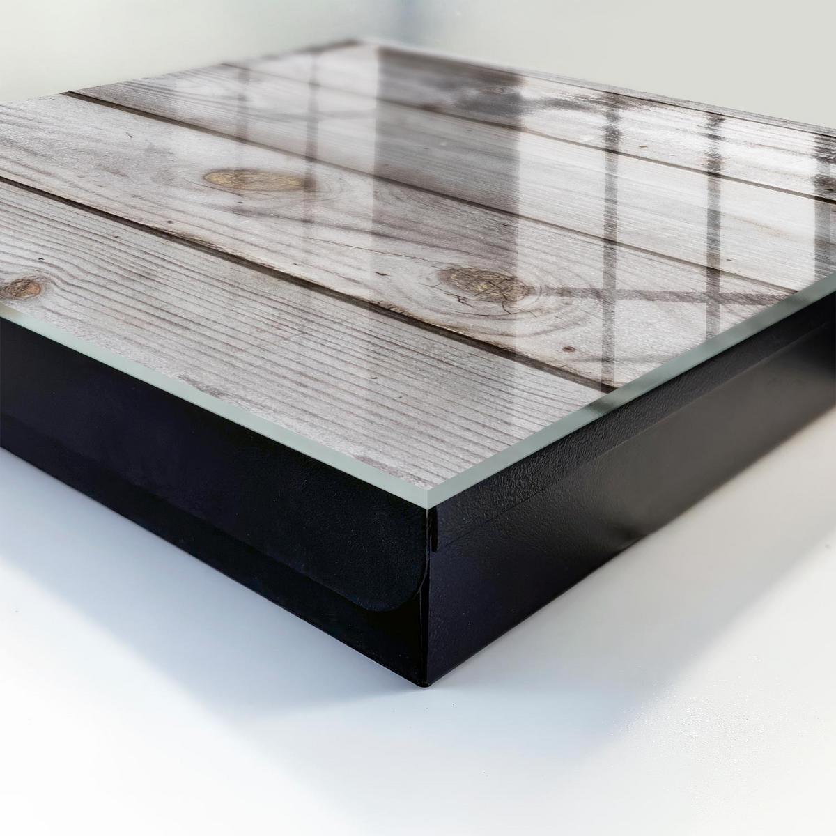 SCHLÜSSELBOX Schwarz 30x30 cm- Türöffnung nach rechts - Holzstruktur - Grau, Metall (30/30/5cm) - TULUP