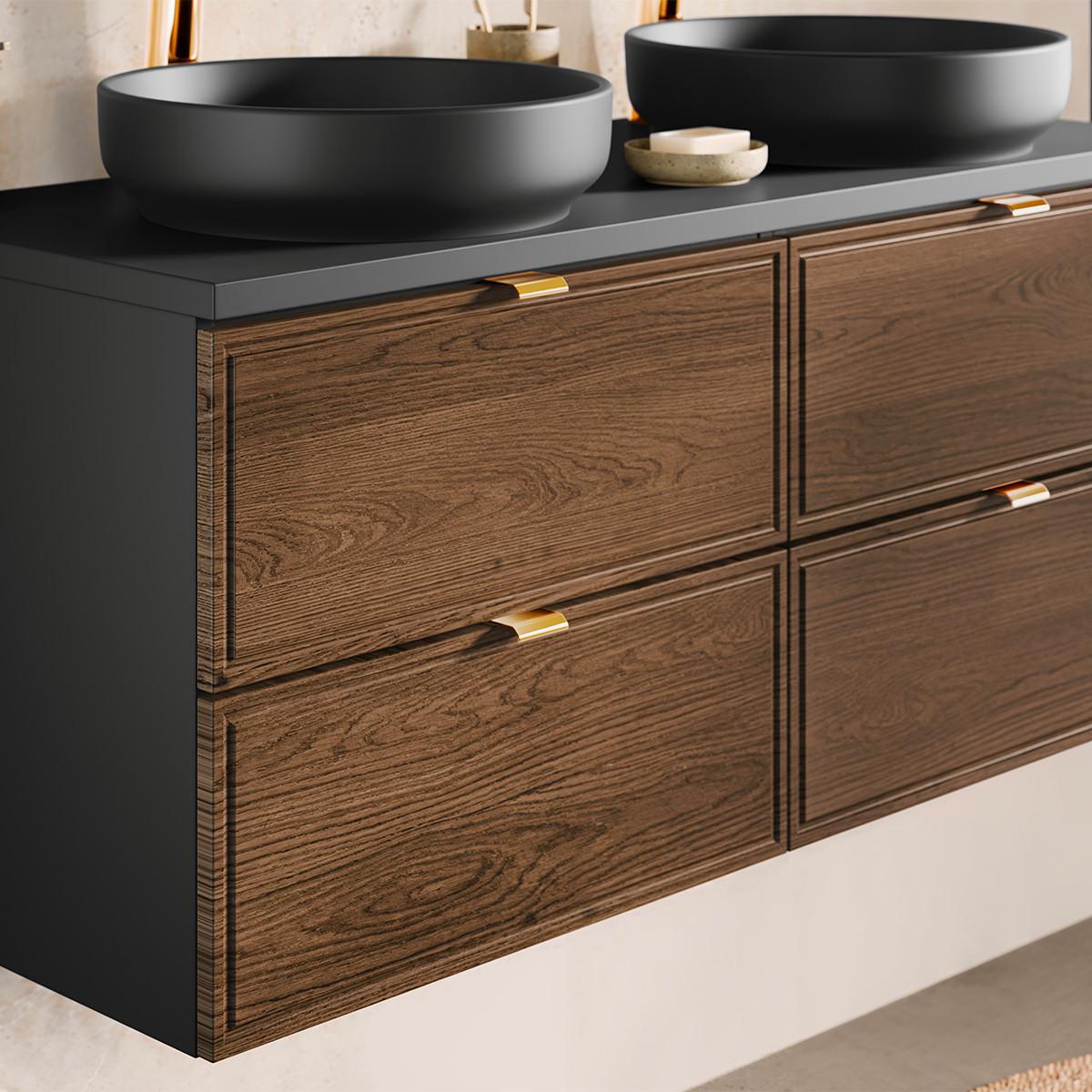 WASCHTISCHUNTERSCHRANK 120.2cm Elena Holz und Schwarz - Braun, Holzwerkstoff (120.2/52/46cm) - Petits-meubles