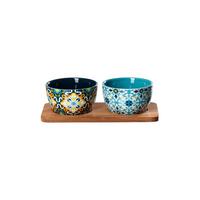 SERVIERSCHALEN-SET MIT TABLETT Benito bunt 3-tlg. - Multicolor, Keramik (11/22/6cm) - Ritzenhoff Breker