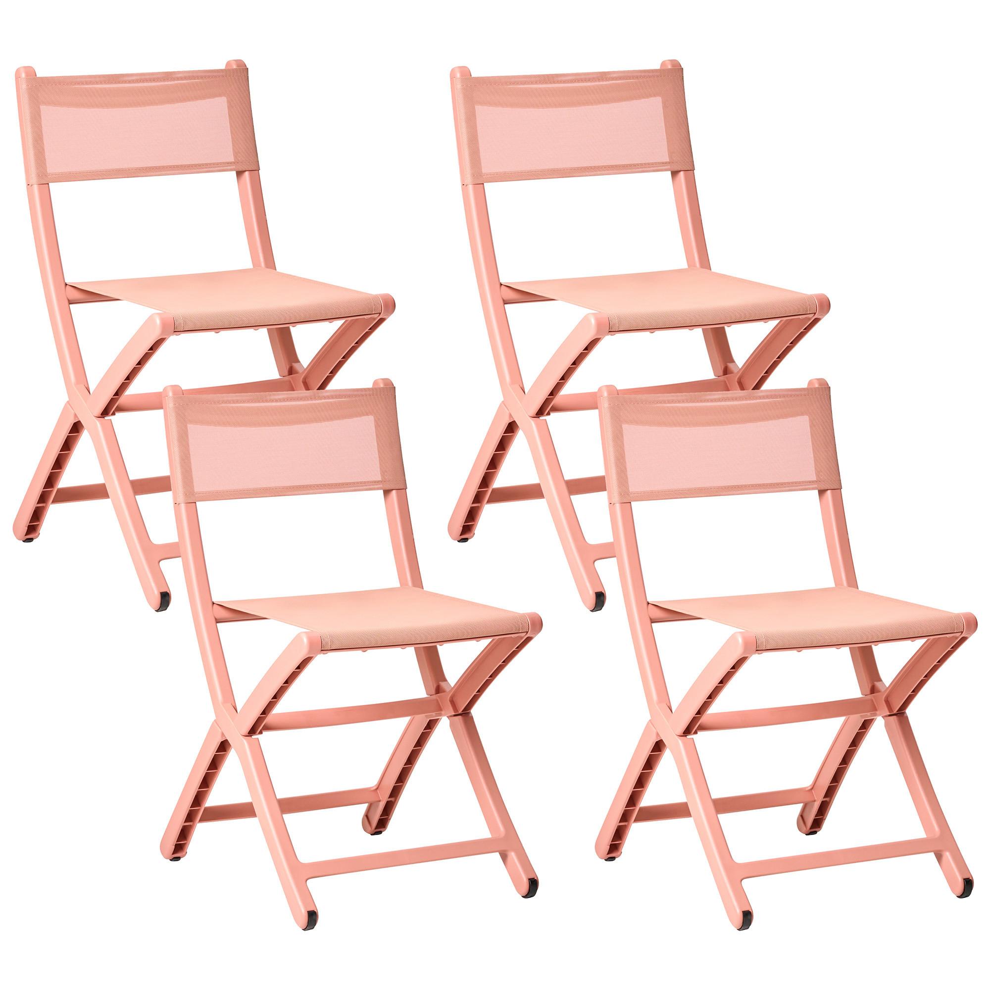 GARTENSTUHL 4er-Set Korallenrot Talca - Rot, Kunststoff (45/83/53cm) - Beliani