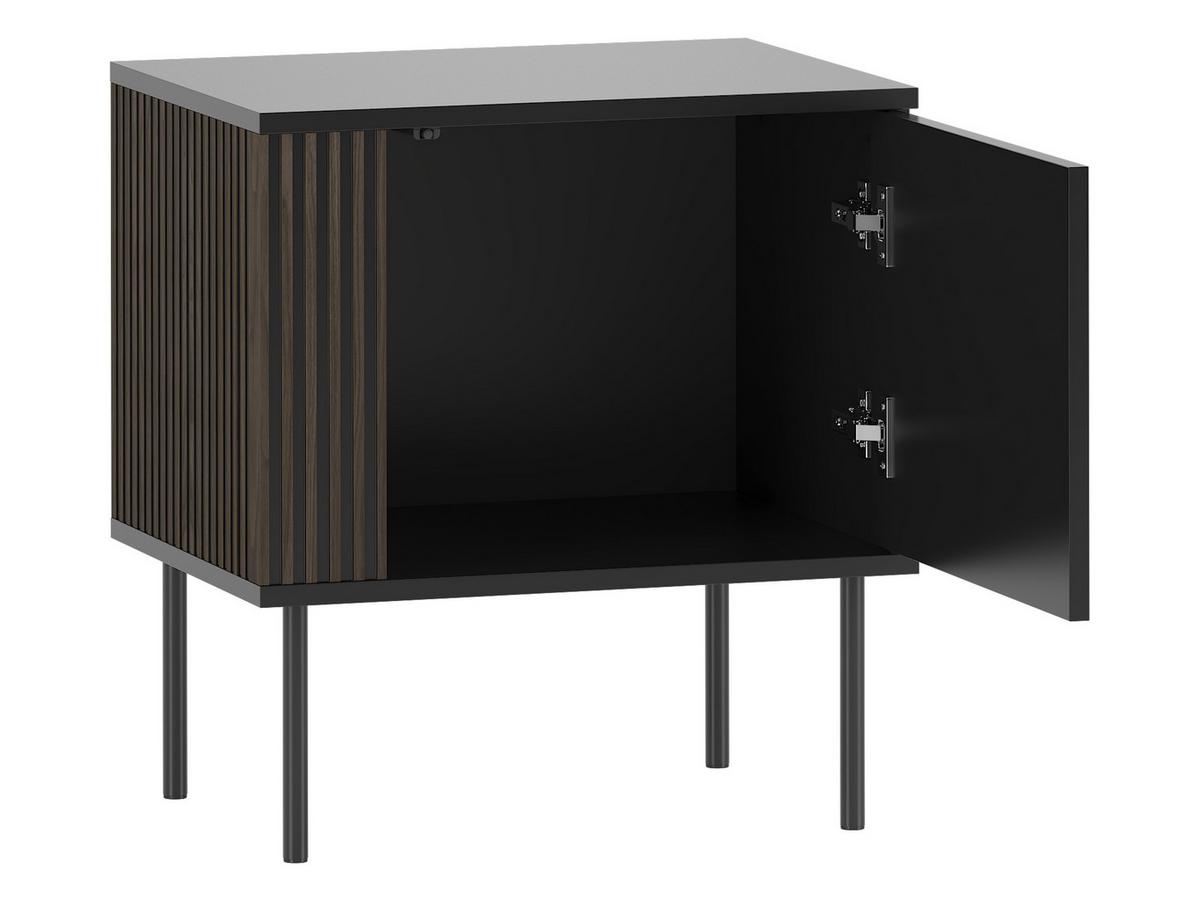 NACHTTISCH 1D 53 Notte 06 - Nussbaumfarben/Schwarz, Holzwerkstoff/Metall (53/57/37cm) - MIRJAN24