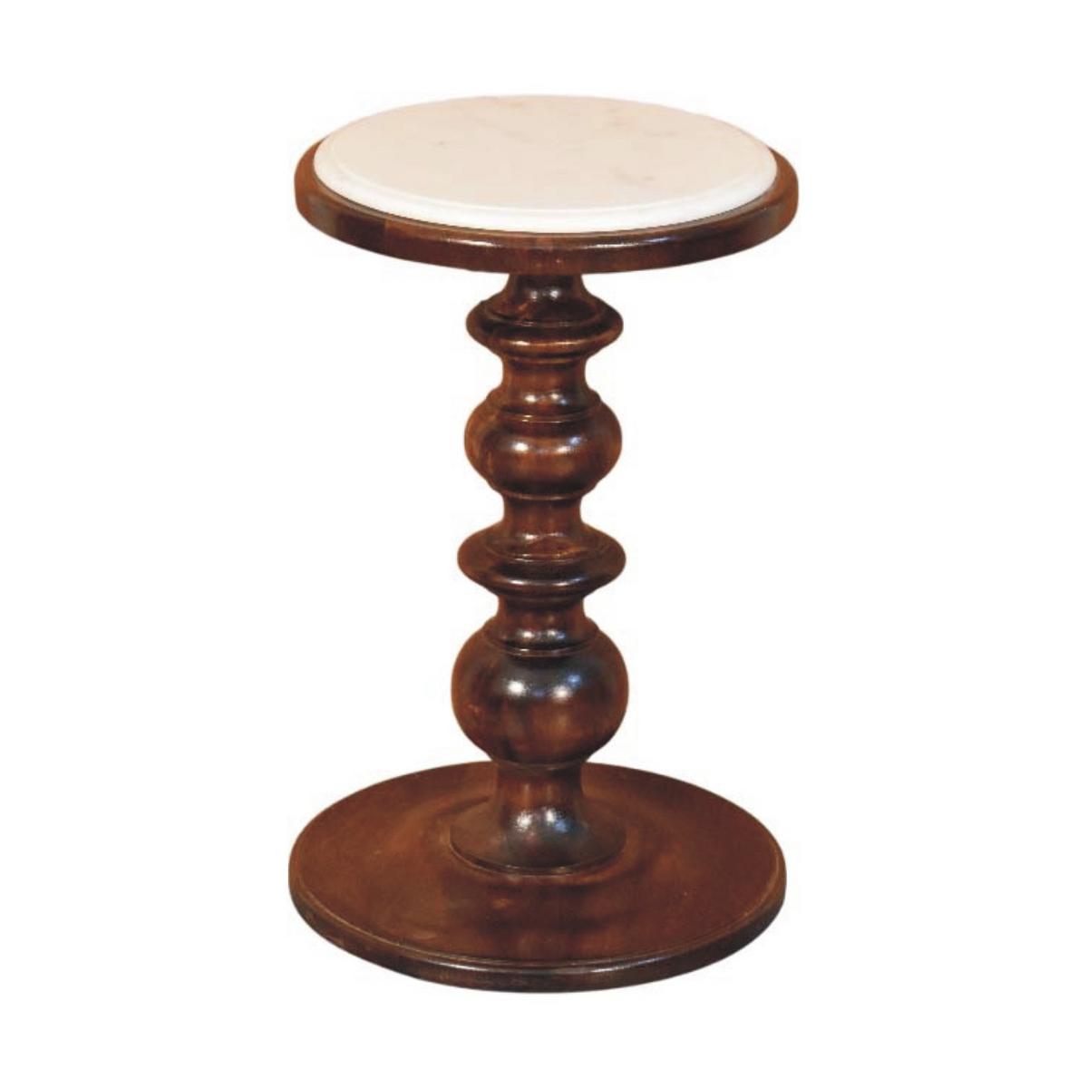 BEISTELLTISCH mit Kastanien-Finish, Marmorplatte oben, poliertes Braun - Braun, Holz (38/38/60cm) - Artisan Furniture