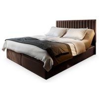 BOXBETT MURLO 200x200 cm mit Matratze und Topper, H2+H3 - Braun - Braun, Holz (200/200cm) - MASSENO