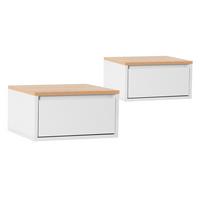 NACHTTISCHE schwebende – Set aus 2 schewebende Nachttischen Desi Weiß/Eiche - Weiß, Holzwerkstoff (40/21/35cm) - VS Venta-stock
