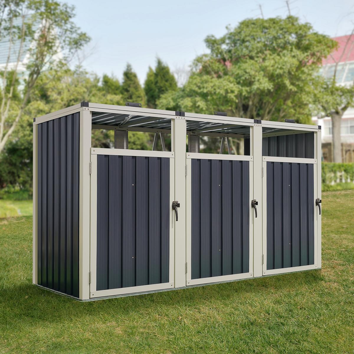 MÜLLTONNENBOX Tarbek - Anthrazit, Metall (219/121/82cm) - pro.tec