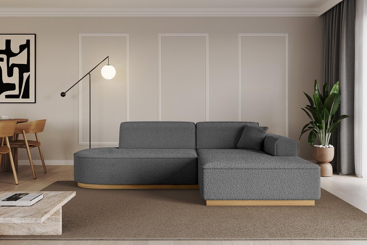 ECKSOFA Ottomane Rechts IREA-L1-v2 - 232x165x80 cm Grau - Olivgrün, Holzwerkstoff/Textil (232/165cm) - ALTDECOR