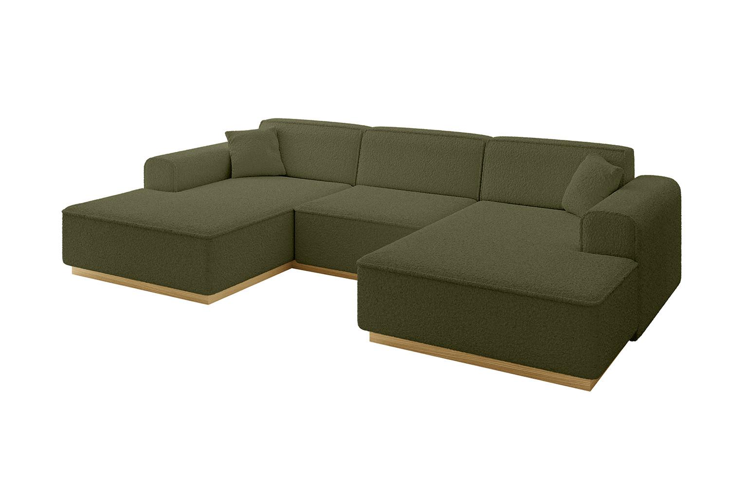 WOHNLANDSCHAFT IREA-U1-v2 - 301x165x80 cm Grün - Platinfarben, Holzwerkstoff/Textil (301/80/165cm) - ALTDECOR